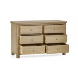 Memphis Limed Oak 6 Drawer Wide Chest