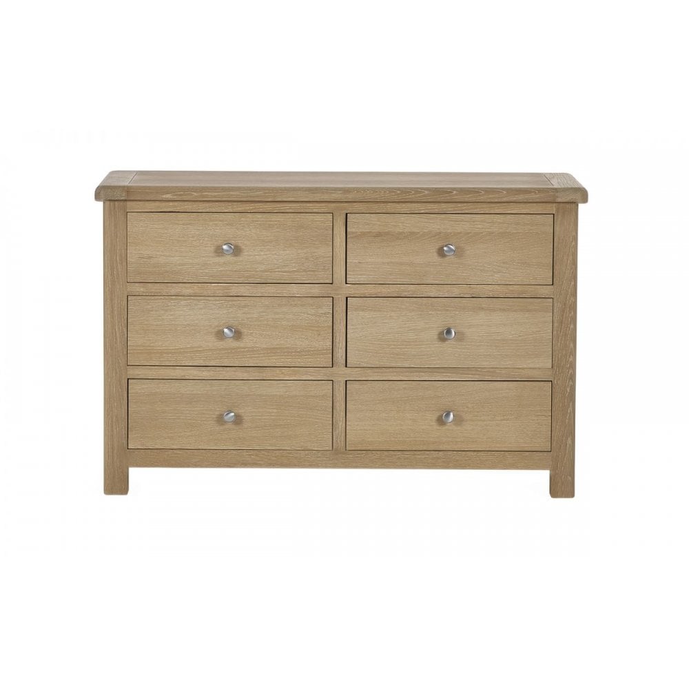 Memphis Limed Oak 6 Drawer Wide Chest