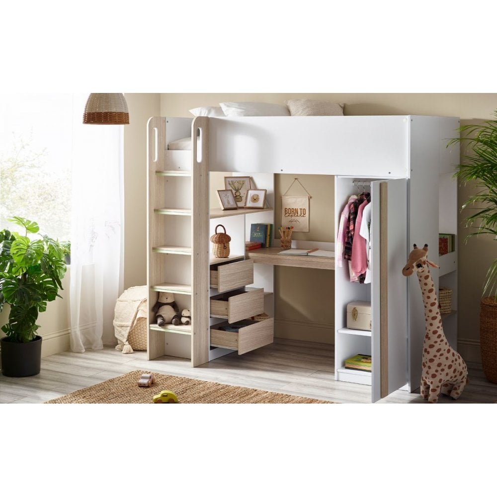 Ocean Highsleeper Pale Wood & White
