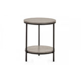 Staten Circular Lamp Table With Shelf - Concrete
