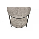 Staten Circular Lamp Table With Shelf - Concrete