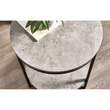 Staten Circular Lamp Table With Shelf - Concrete