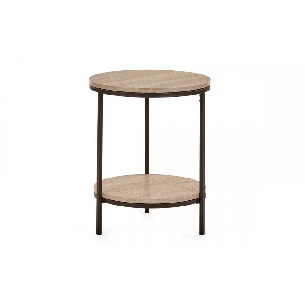 Tribeca Circular Lamp Table With Shelf - Sonoma Oak