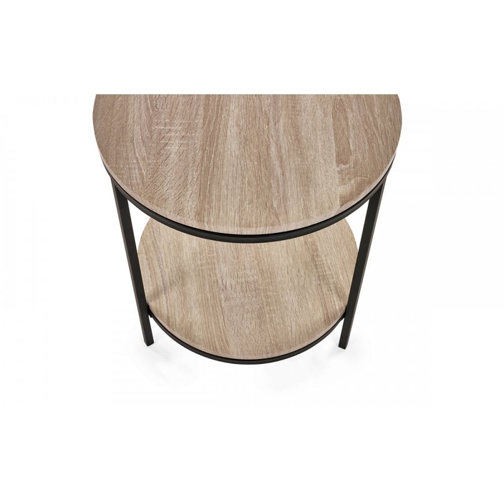 Tribeca Circular Lamp Table With Shelf - Sonoma Oak