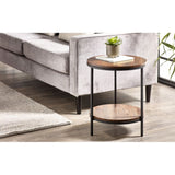 Tribeca Circular Lamp Table With Shelf - Walnut