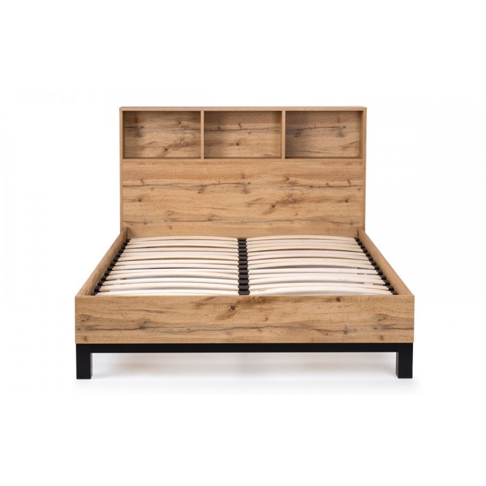 Bali Bookcase Headboard Bed 90cm - Light Oak