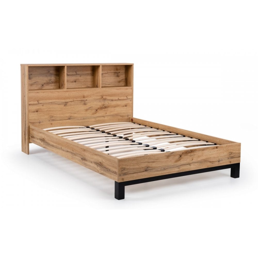 Bali Bookcase Headboard Bed 90cm - Light Oak