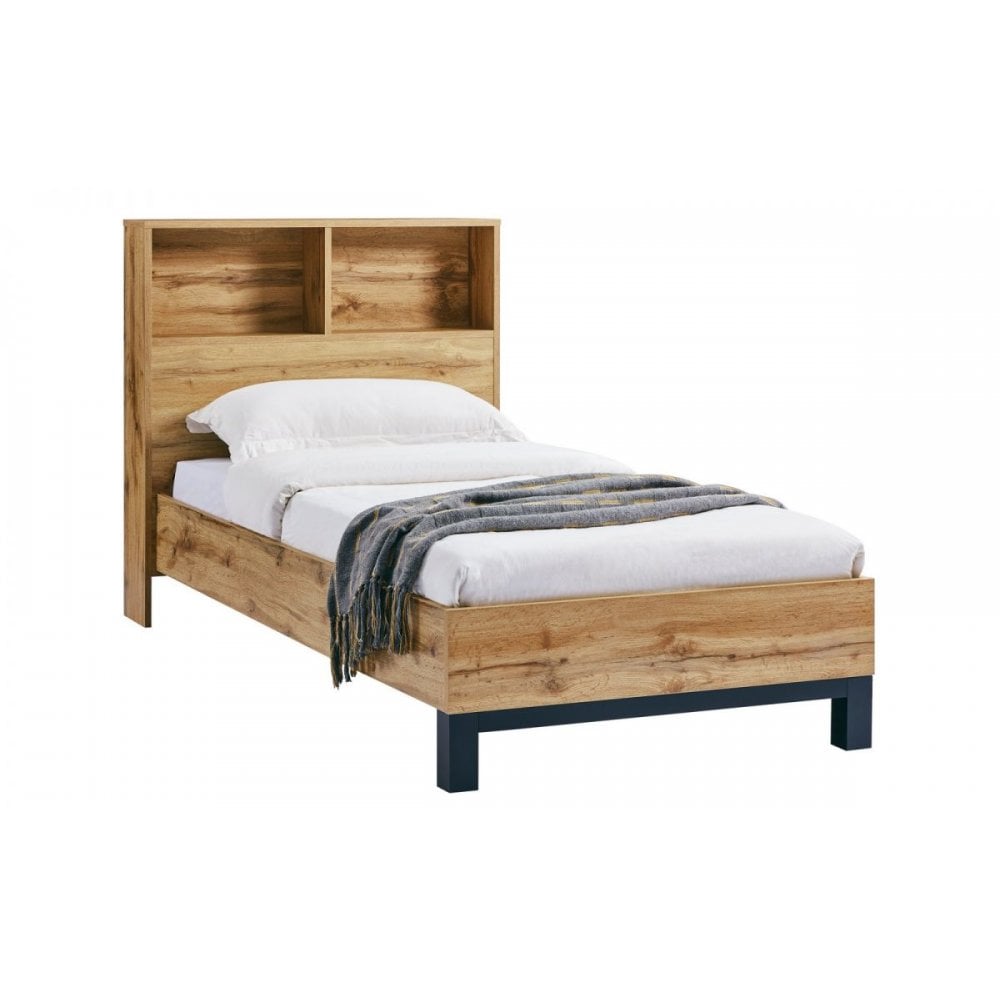 Bali Bookcase Headboard Bed 90cm - Light Oak