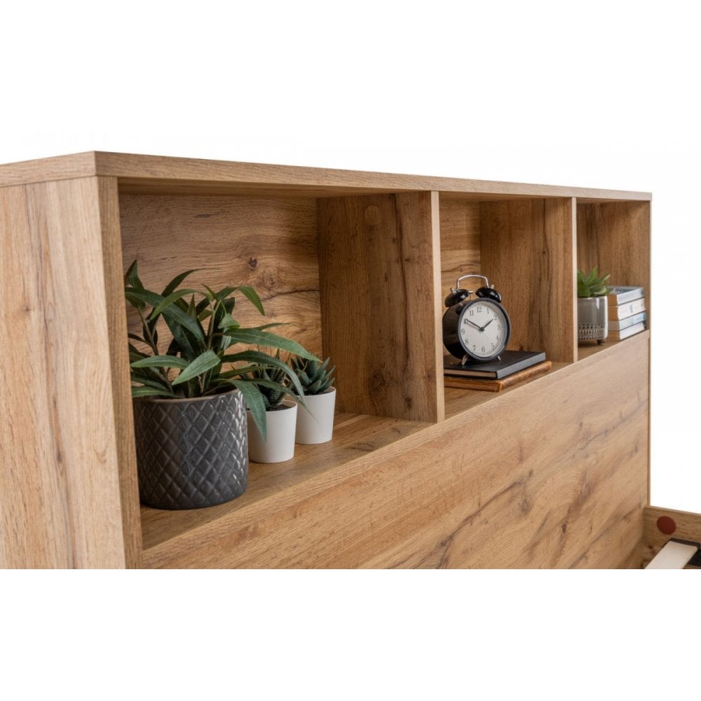 Bali Bookcase Headboard Bed 90cm - Light Oak