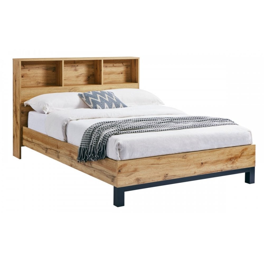 Bali Bookcase Headboard Bed 90cm - Light Oak
