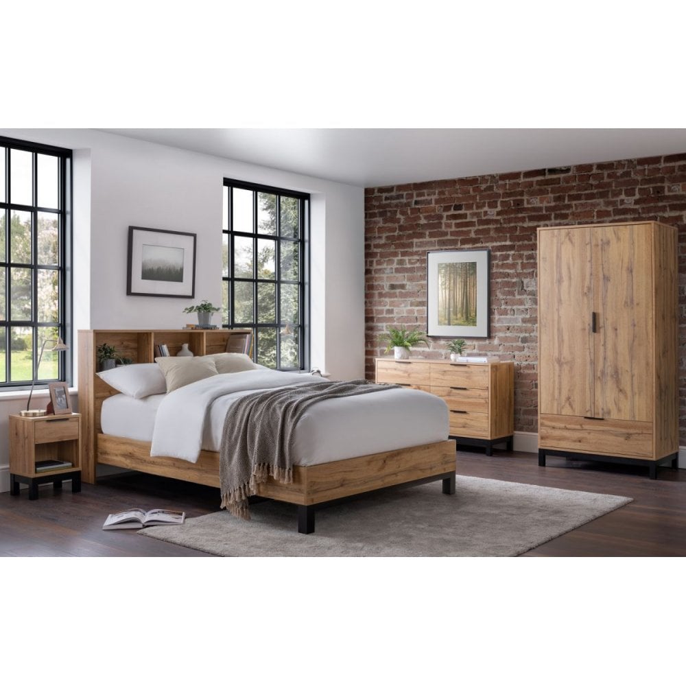 Bali Bookcase Headboard Bed 90cm - Light Oak