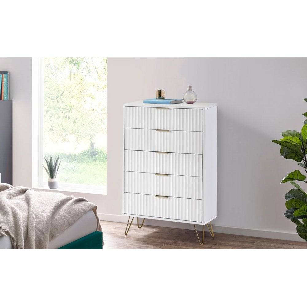 Murano 5 Drawer Chest - Matt White