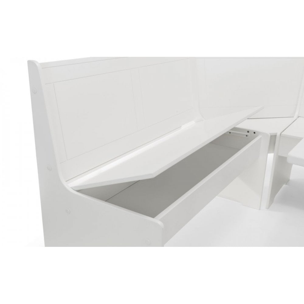 Newport Corner Dining Set With Storage Bench - Surf White