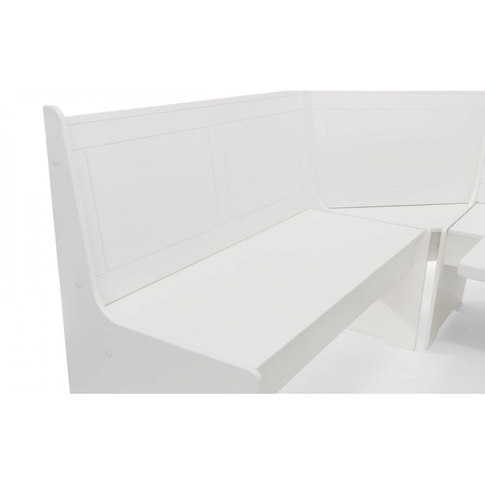 Newport Corner Dining Set With Storage Bench - Surf White