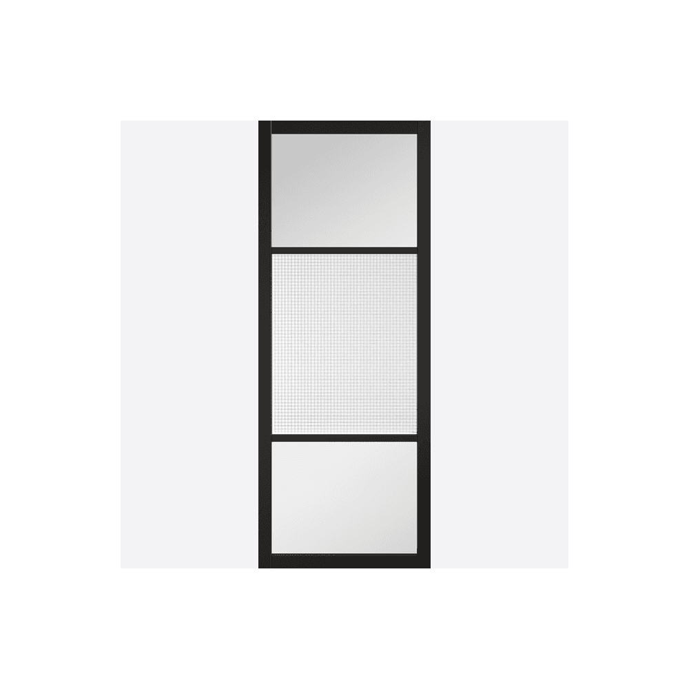 Black Sutton Reeded Glazed Door