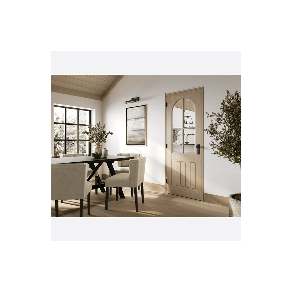 Blonde Oak Mexicano Arched Square Top Glazed Door
