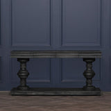 180cm Black Distressed Console Table with Drawers