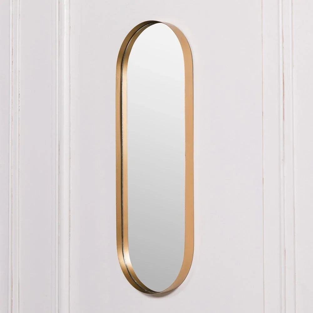 75cm Gold Slim Oval Wall Mirror
