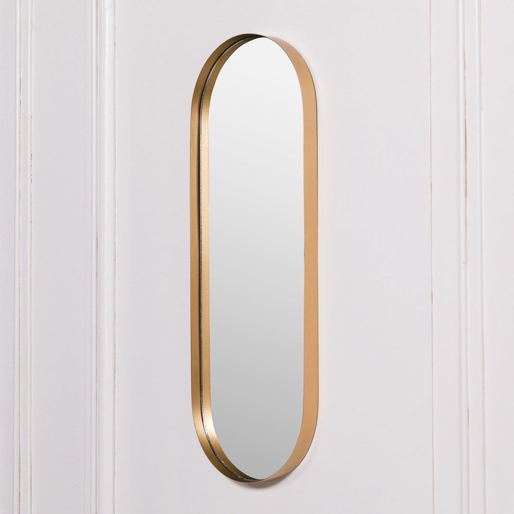 75cm Gold Slim Oval Wall Mirror