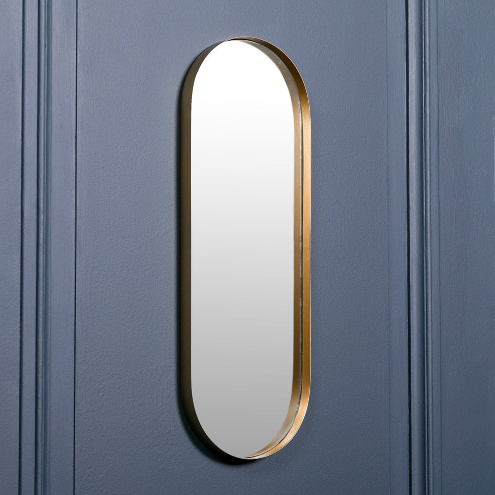 75cm Gold Slim Oval Wall Mirror
