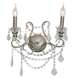 Antique Silver 2 Branch Cut Glass Chandelier Wall Light