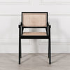 Black Painted Wooden Cane Dining Chair