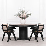 Black Painted Wooden Cane Dining Chair