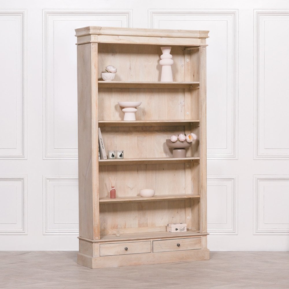 Blanche Wooden Rustic Single Open Bookcase with Drawers