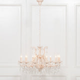 Cream 12 Branch Shallow Cut Glass Chandelier