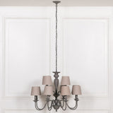 Grey 12 Branch Chandelier with Shades