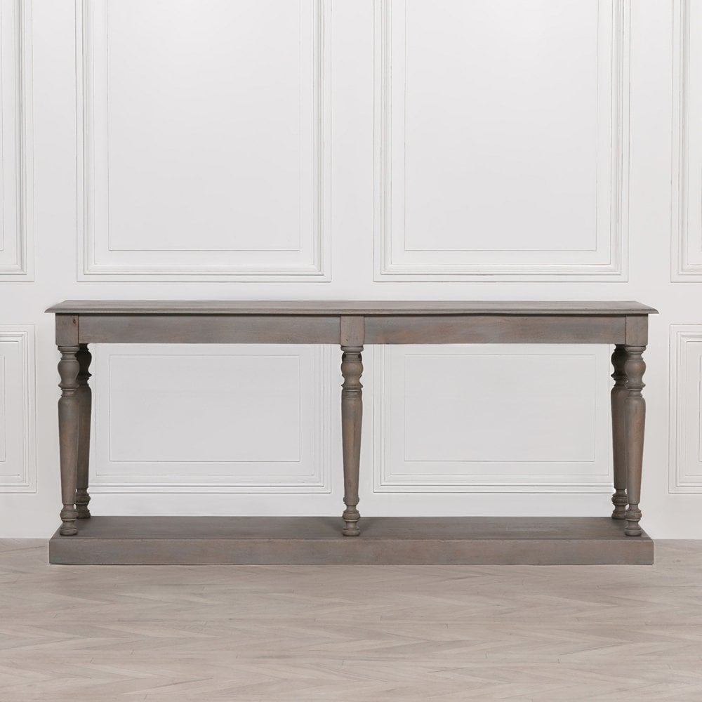 Rustic Wooden Column Leg Console