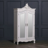 French Style Carved Double Full Mirrored Armoire