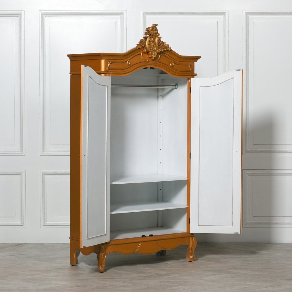 French Style Carved Double Full Mirrored Armoire