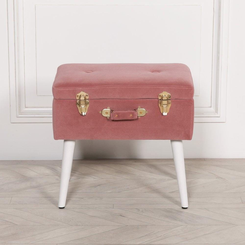 Pink Suitcase Stool With Legs