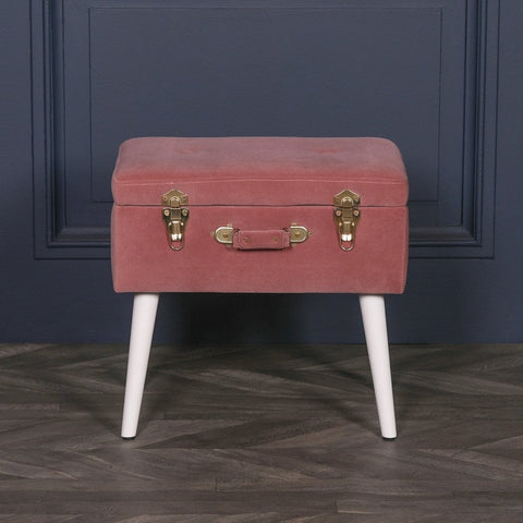 Pink Suitcase Stool With Legs
