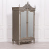 French Antique Silver Double Mirrored Door Armoire