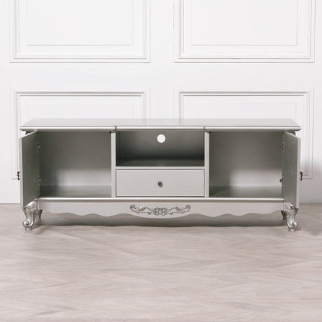 French Antique Silver Large Cabinet Tv Unit