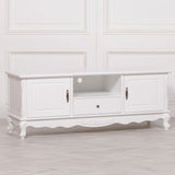 French White Large Cabinet Tv Unit