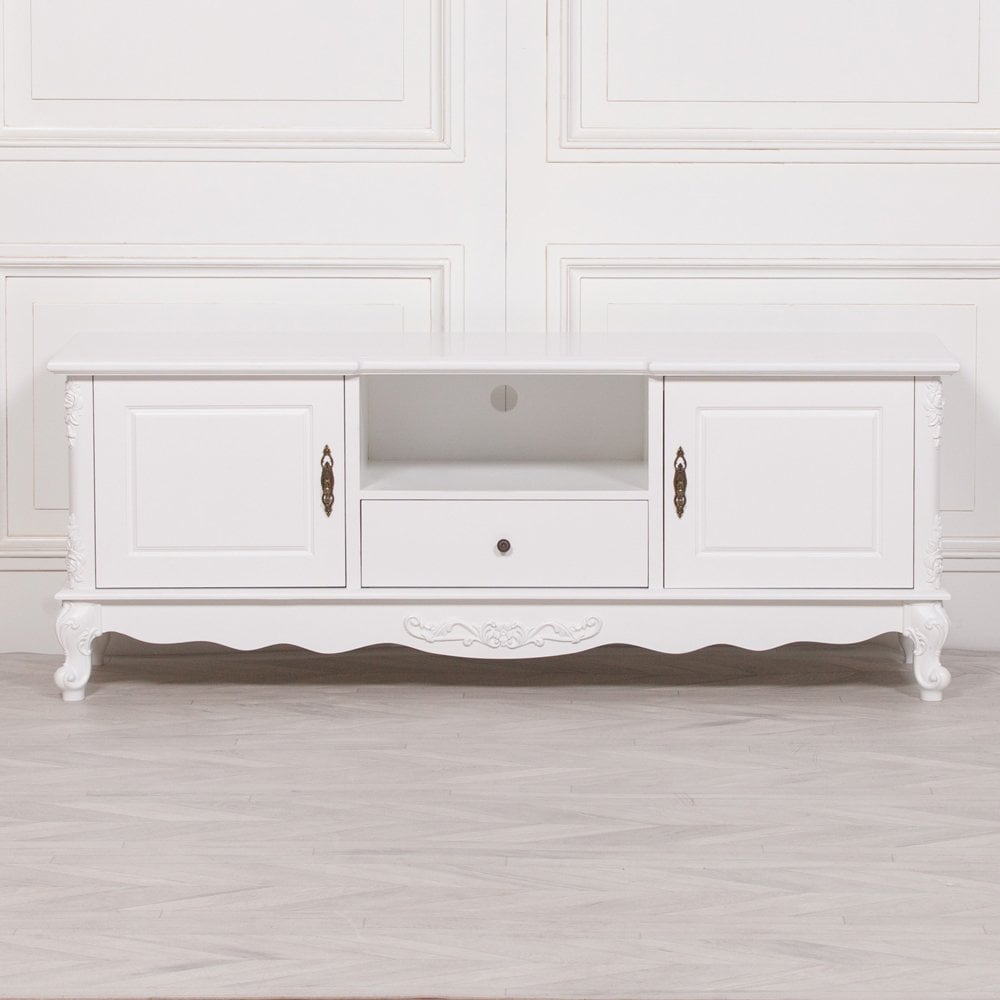 French White Large Cabinet Tv Unit