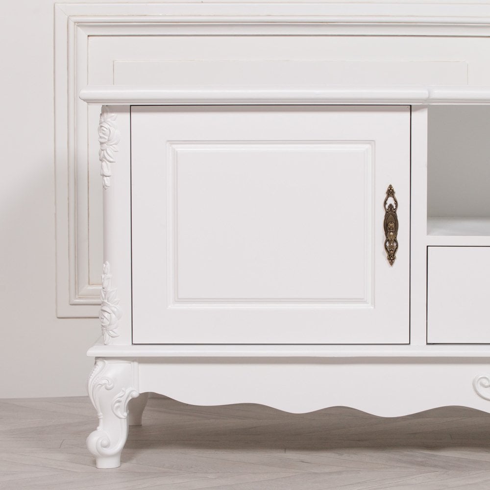 French White Large Cabinet Tv Unit