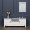 French White Large Cabinet Tv Unit
