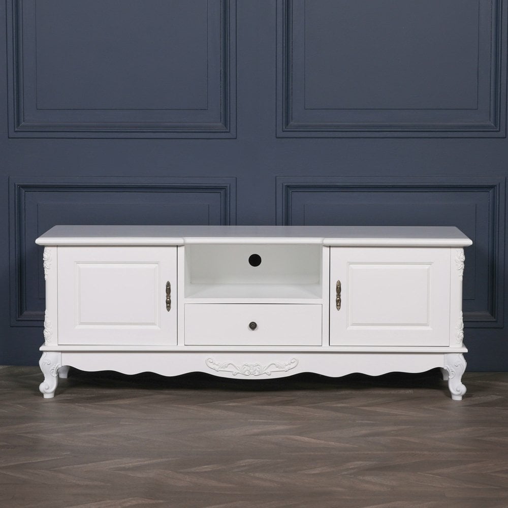 French White Large Cabinet Tv Unit