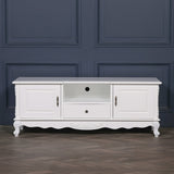 French White Large Cabinet Tv Unit