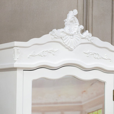 French White Single Door Armoire With Mirrored Door