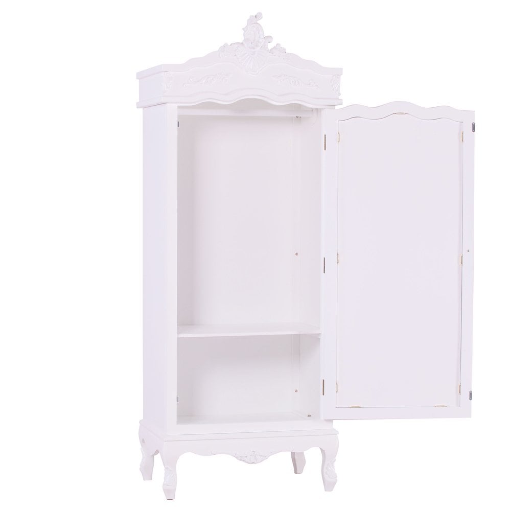 French White Single Door Armoire With Mirrored Door