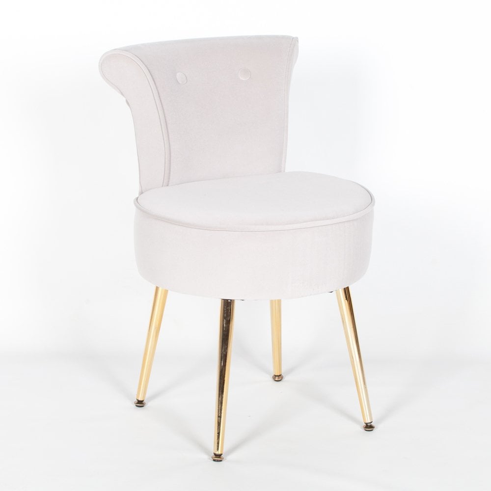 Grey Stool / Bedroom Chair With Gold Legs