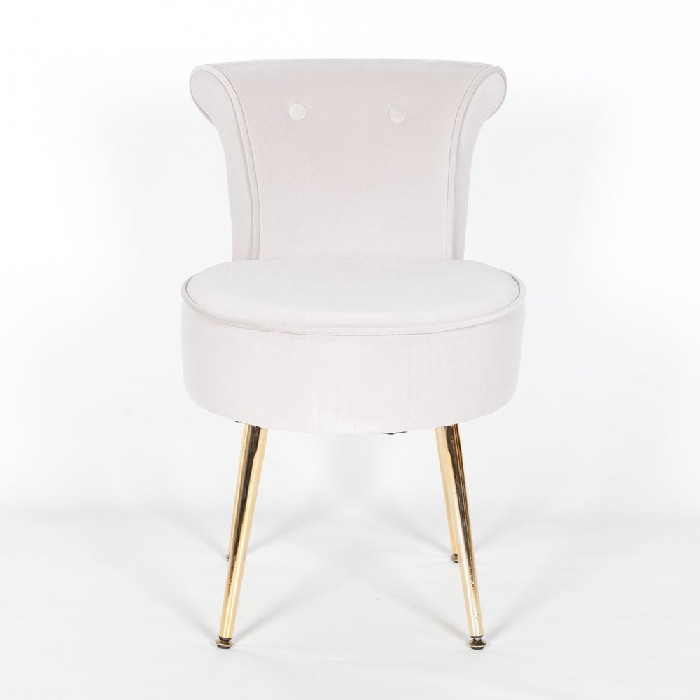 Grey Stool / Bedroom Chair With Gold Legs