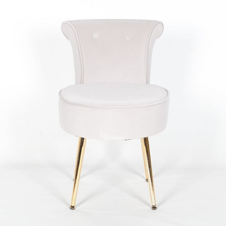 Grey Stool / Bedroom Chair With Gold Legs