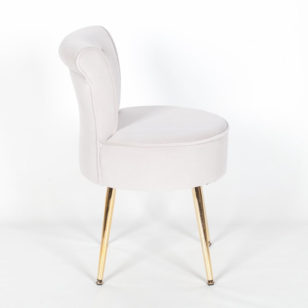 Grey Stool / Bedroom Chair With Gold Legs