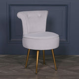 Grey Stool / Bedroom Chair With Gold Legs